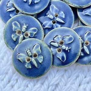 Ceramic Butterfly Button 3/4” Handmade Ceramic Button