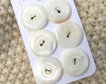 Antique Mother of Pearl Button Set White Cream 7/8” 22mm