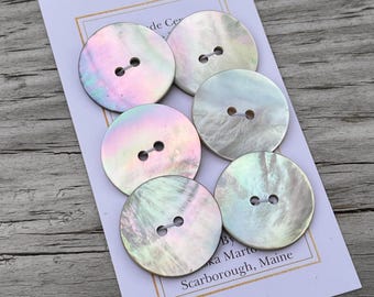 MOP Buttons Mother of Pearl Shell Button 6 Button Set 7/8” 22mm