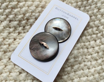 Antique Carved Smoky Rainbow MOP Buttons, Mother of Pearl Button, Set of 2, Shell Buttons