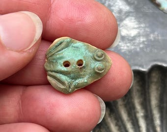 Little Frog Button Handmade Ceramic Button 13/16”