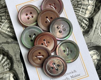 Antique Smoky Rainbow MOP Buttons Set of 9  11/16” Mother of Pearl Buttons 17mm