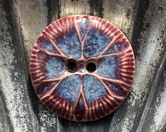 Layered Glaze Snowflake Button Handmade Ceramic Sewing Button 13/16”