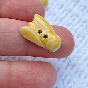 Tiny Bee Button Handmade Ceramic Button 3/4”x 9/16” Yellow