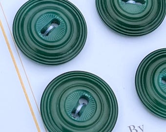 Antique Tagua Nut Green Highly Carved Buttons 9/16" 14mm 6 Button Set