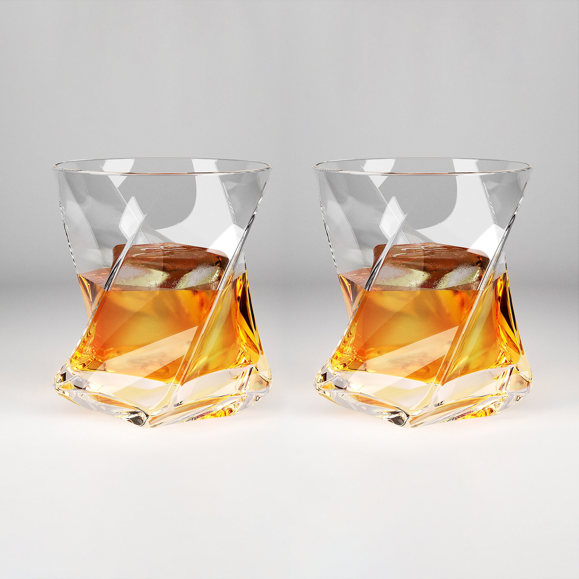 James Bentley Crystal VRIDE 2 Whiskey Glasses Setfree Ice Mold Tray for Whisky  Glasses Set, Heavy Unique Lead-free Hand Made 