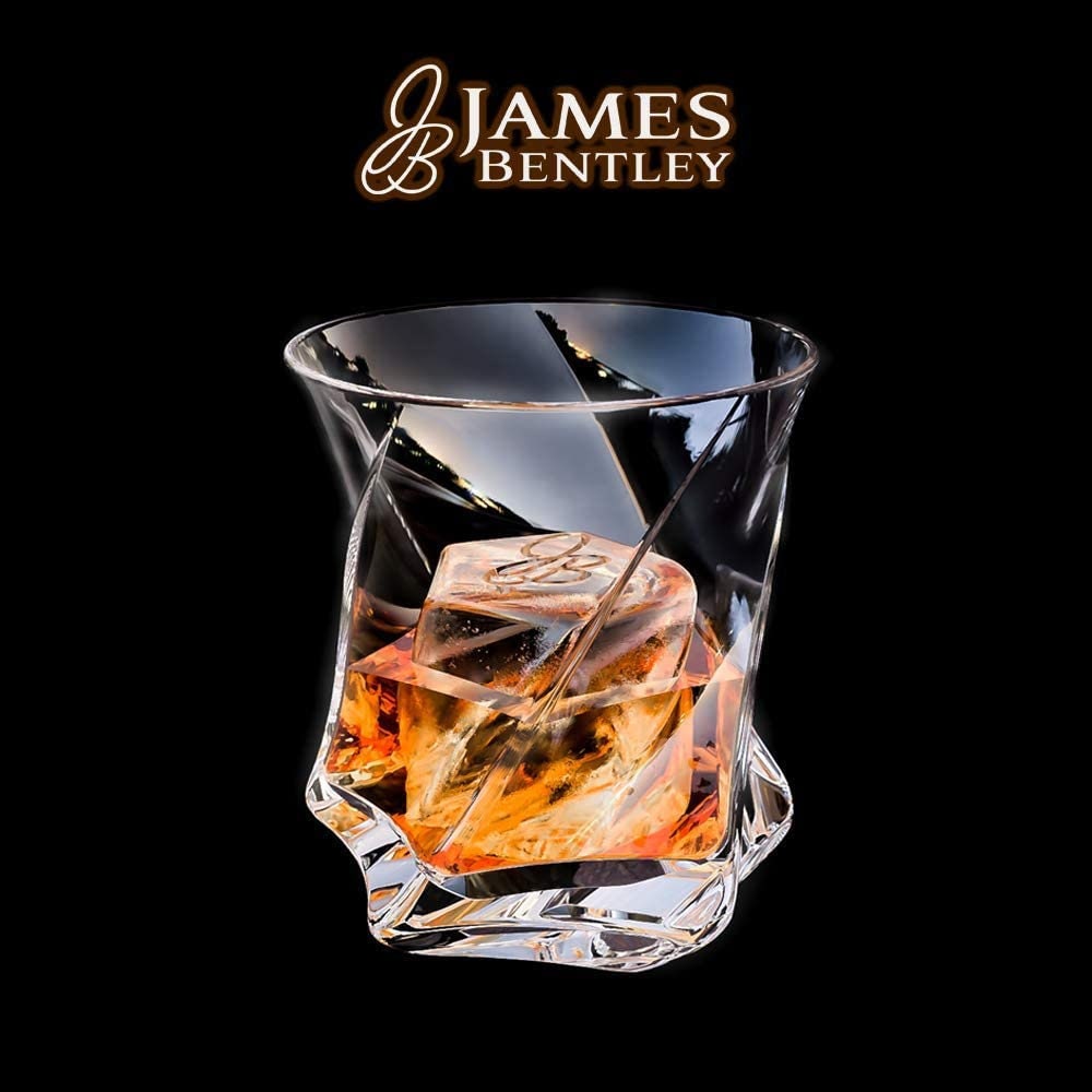 James Bentley Whiskey Glasses Set+Free Sphere Ice Ball Mold X2 for Whisky