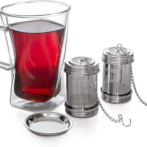 Tea Ball Infuser for Loose Tea 2 PACK Stainless Steel Filters Trainer ...