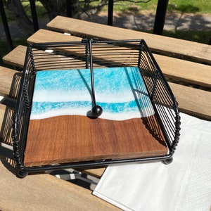 Ocean Napkin Holder | Wooden Napkin Holder| Napkin Organizer| Kitchen Decor | Tropical Home Items | Dining Room decor | Table Accessories