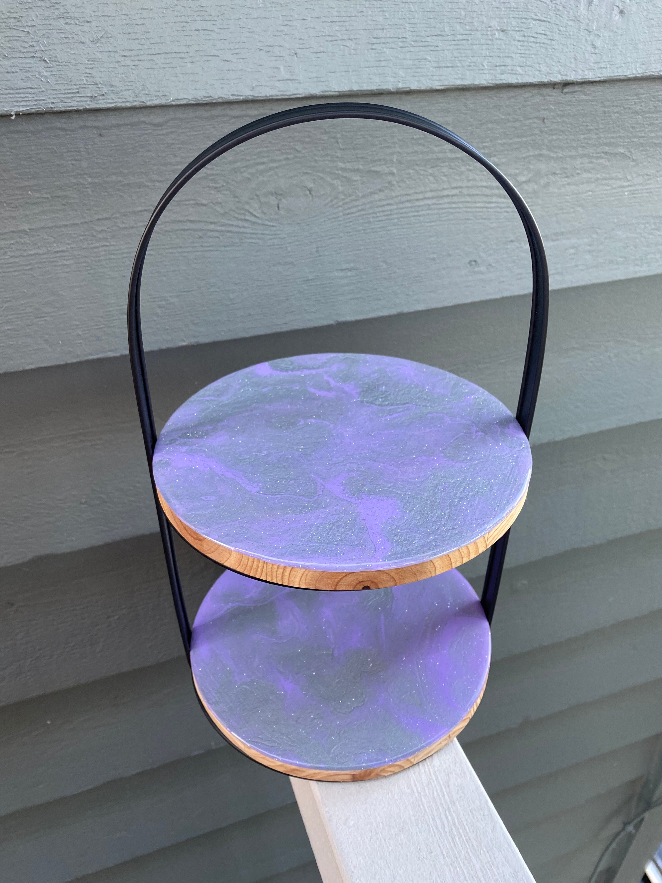 Purple Wooden Tiered Tray Handmade Cookie TrayDecorative Etsy