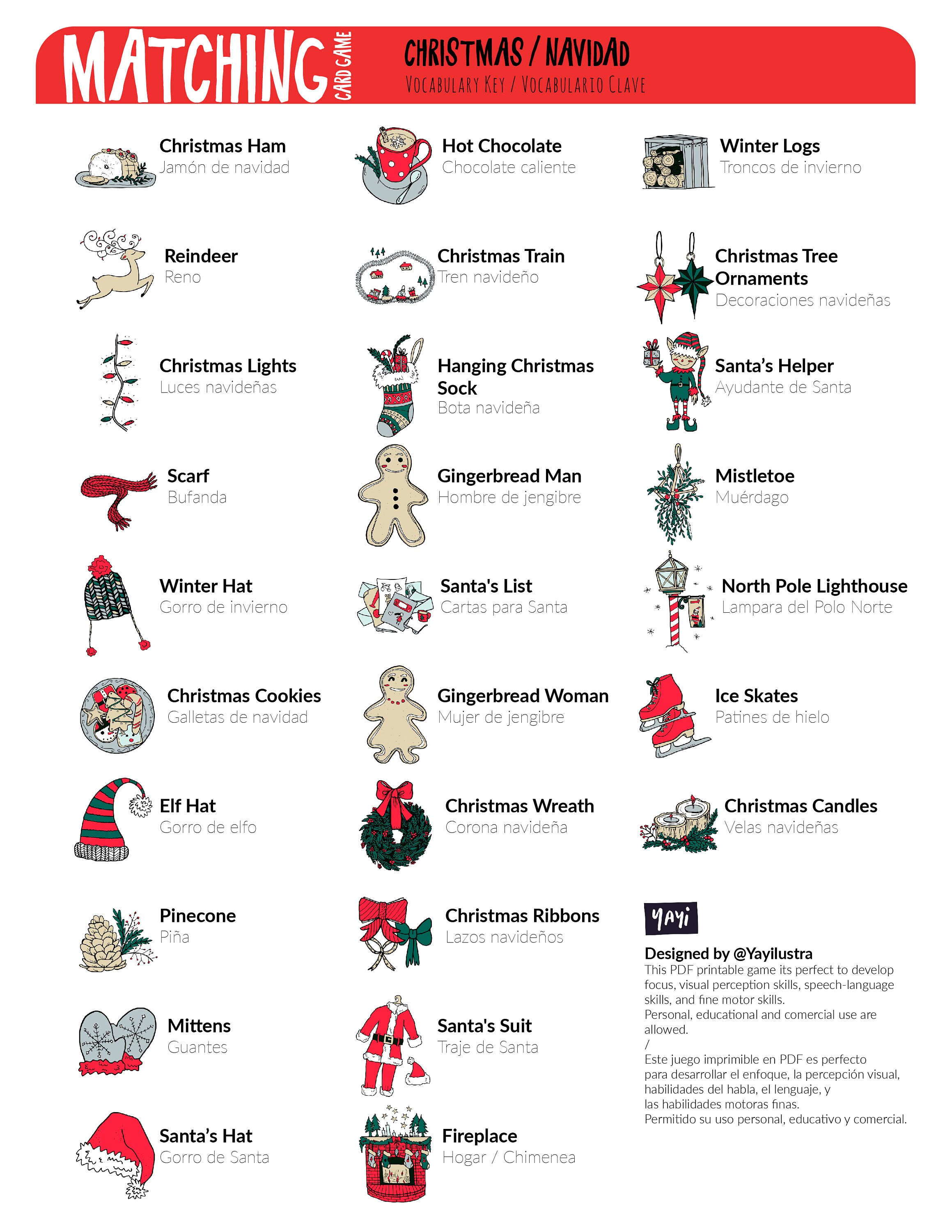 Christmas Printable for kids Matching Picture Card Game like | Etsy