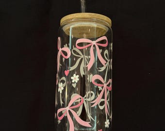 Bow Design Glasbecher mit Bambusdeckel