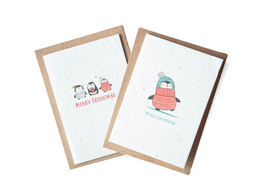 6pk Plantable Seed Paper Greeting Card Penguins Etsy