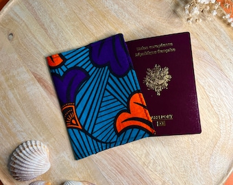 Customizable passport protector in cotton or wax fabric, travel, case, card holder