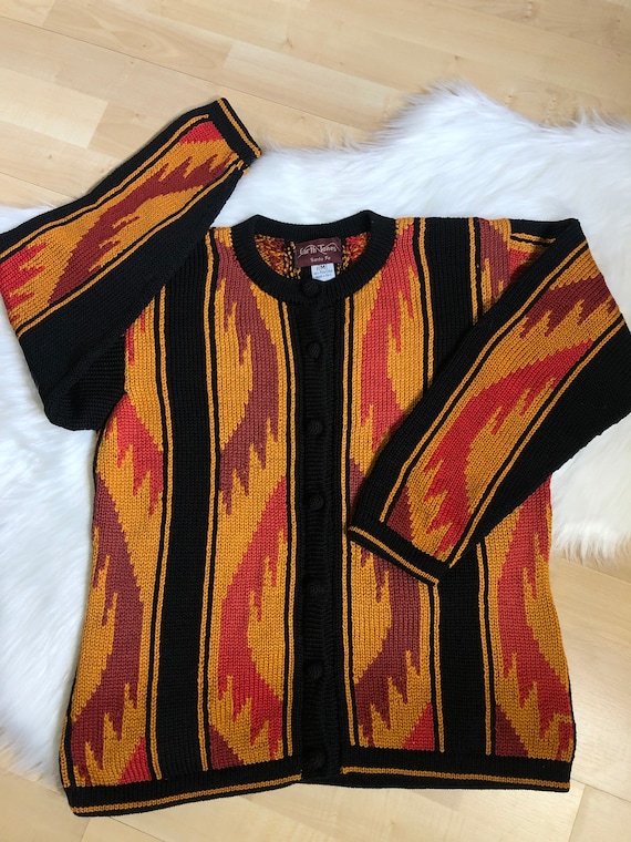 Vintage Peruvian cardigan sweater pima cotton andean inca sweater made in Peru handmade sweater Earth Tones Santa Fe tribal festival jacket