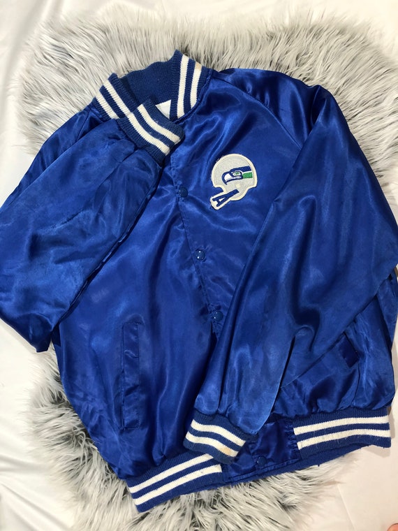 Vintage Seattle Seahawks NFL Blue Satin Bomber Jac