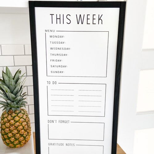 Weekly Organization Whiteboard / Weekly Menu / Weekly Planning Etsy