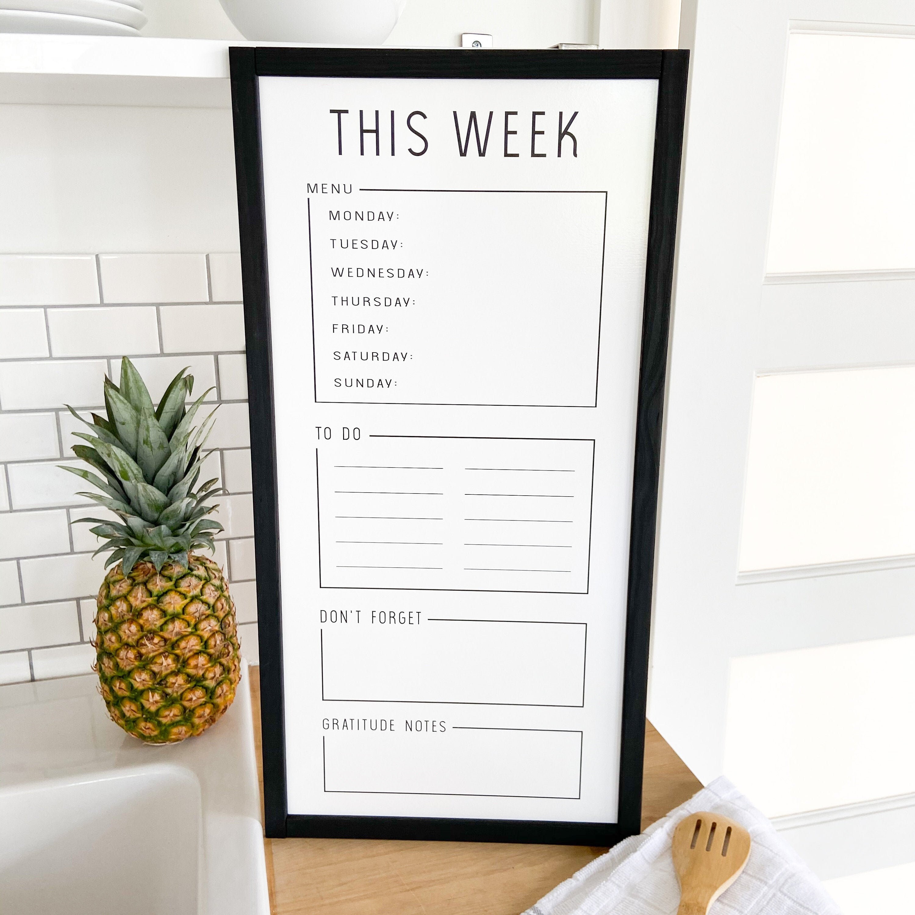 Weekly Organization Whiteboard / Weekly Menu / Weekly Planning Etsy