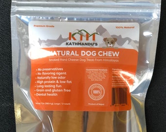 LARGE YAK CHEWS (Pack of 2, 4, 10 and 20 Chews), Authentic Himalayan Cheese by Kathmandu's Natural Dog Chew for dog under 65 lbs!