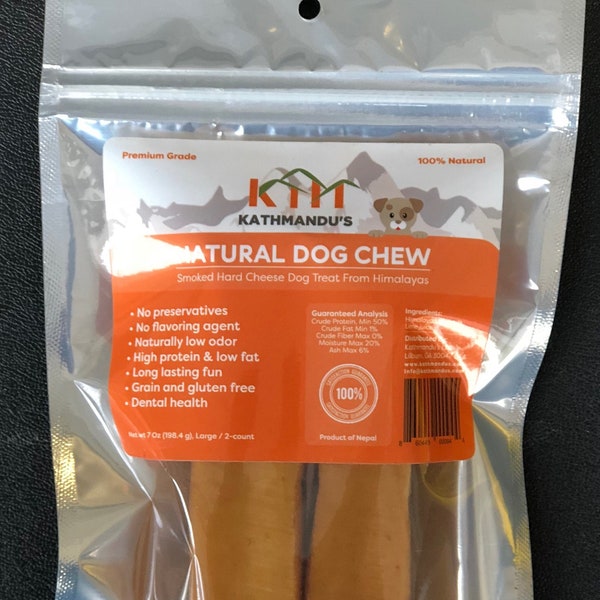 LARGE YAK CHEWS (Pack of 2, 4, 10 and 20 Chews), Authentic Himalayan Cheese by Kathmandu's Natural Dog Chew for dog under 65 lbs!