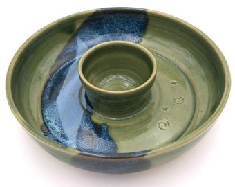 Hand Spun Hand Painted and Hand Glazed Suitable Home Decor Dip Tray American Made by Integrity1 Hand Crafted Stoneware Hand Made Artistic Ceramic Serving Plate Set for Chips