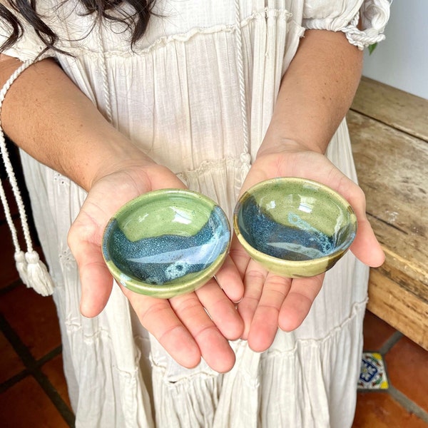 Ring Dish Trinket Green Dish Small Ceramic Bowl Handmade Pottery Bowl Small Green Pottery Handmade Green Bowl Tiny Bowl Pottery Mini Bowl