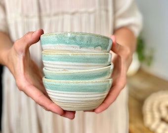 Pottery Teal Prep Bowl Handmade Yogurt Bowl Dip Bowl Aqua Ceramic Jewelry Bowl Food Prep Dish Kitchen Bowl Turquoise Small Accent Bowl Snack