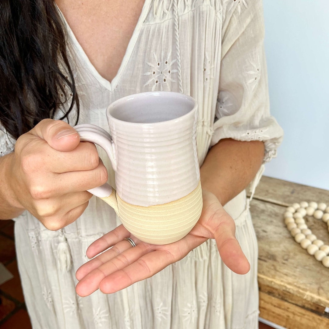 Blush Pink handmade pottery mug handmade Pink ceramics 14 oz coffee mug pink gift mug Blush Pink handmade stoneware mug coastal pink pottery - Set of 2 Mugs