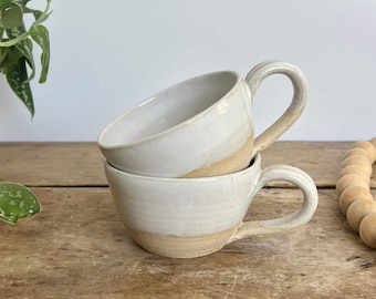 Handmade Ceramic Mug holiday gift Wheel Thrown Pottery Cup Latte cup cappuccino cup holiday mug Christmas gift for her Latte mug set cocoa