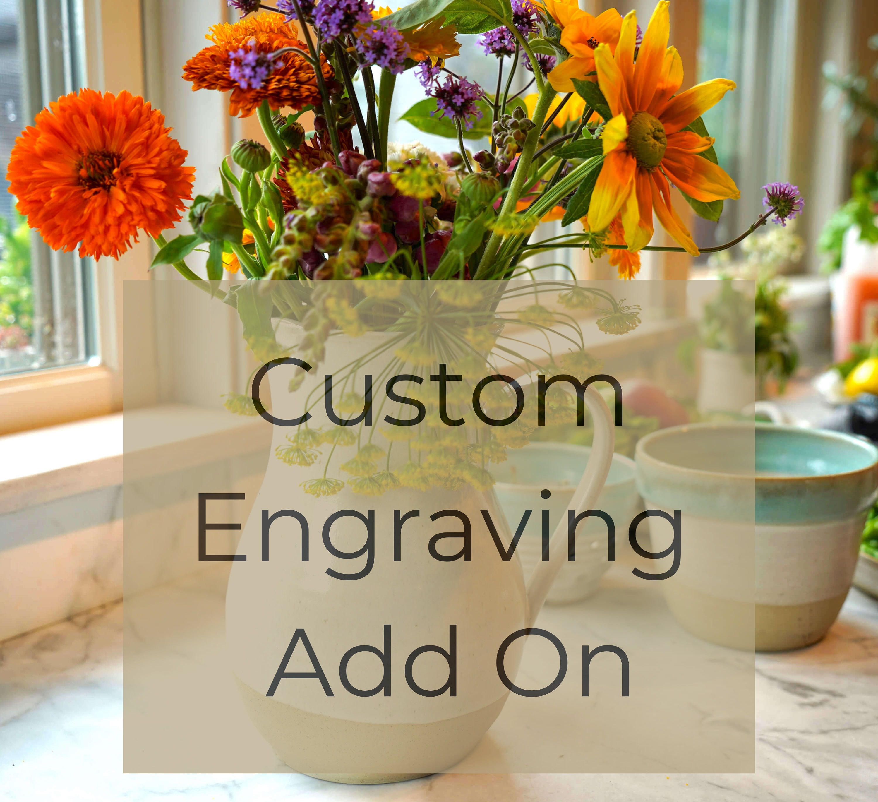 Customized Engraving Add On for Coastal Clay Co, Personalized Handwritten Words on the Underside of the Chosen Pot