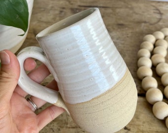 Handmade pottery mug 14oz handmade monochromatic ceramic coffee mug White handmade ceramic cup farmhouse neutral pottery farmhouse kitchen