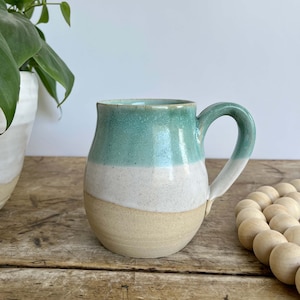 Handmade 14 oz Green Pottery gift Mug Green Stoneware Mug Handmade Pottery Mug Green gift coffee cup Green ceramic Mug coffee mug gift set image 8