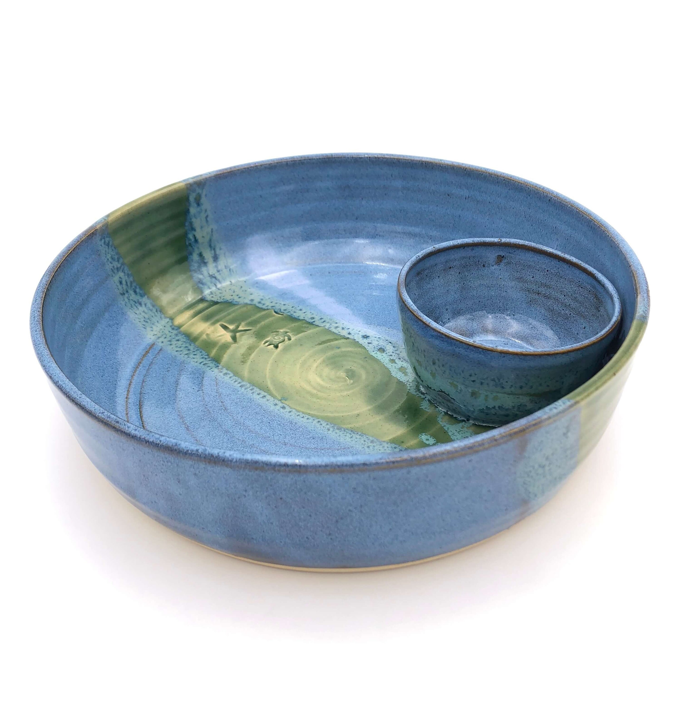 Large Chip and Dip Handmade Pottery Serving Bowl Etsy