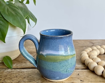 Handmade gift Blue pottery Mug gift Husband Birthday Gift wife present Mug Wedding Gift grandparents gift Blue coffee mug colorful present