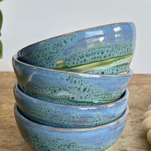 Blue Pottery Prep Bowl Set Handmade Blue Kids Bowl Small Bowl Ceramic Blue Accent Bowl Food Prep Kitchen Bowl Snack Stoneware Bowl for kid image 10