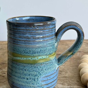 Blue handmade pottery mug handmade blue ceramics 14 oz blue coffee mug everyday gift mug blue handmade stoneware mug coastal blue pottery image 10