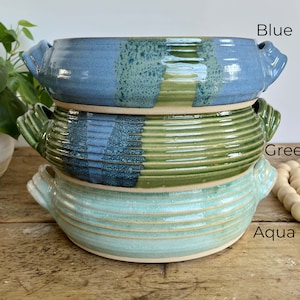 Green Pottery Baker Casserole Dish pottery handmade bakeware Green ceramic bakeware Green pottery baker beachy ceramic casserole shower gift