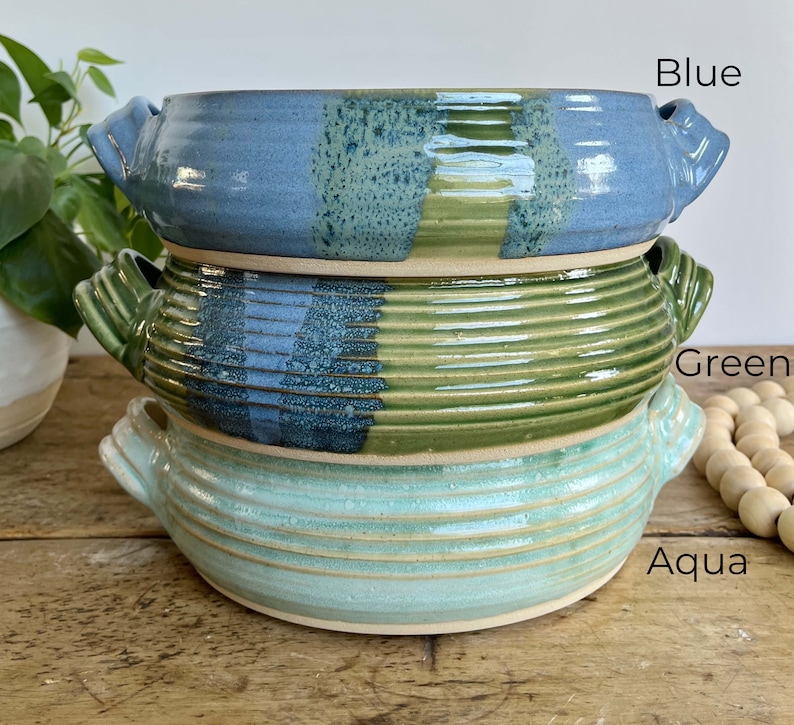 Green Pottery Baker Casserole Dish pottery handmade bakeware Green ceramic bakeware Green pottery baker beachy ceramic casserole shower gift