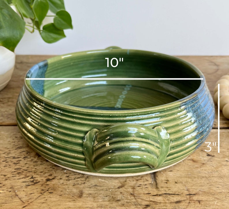 Green Pottery Baker Casserole Dish pottery handmade bakeware Green ceramic bakeware Green pottery baker beachy ceramic casserole shower gift