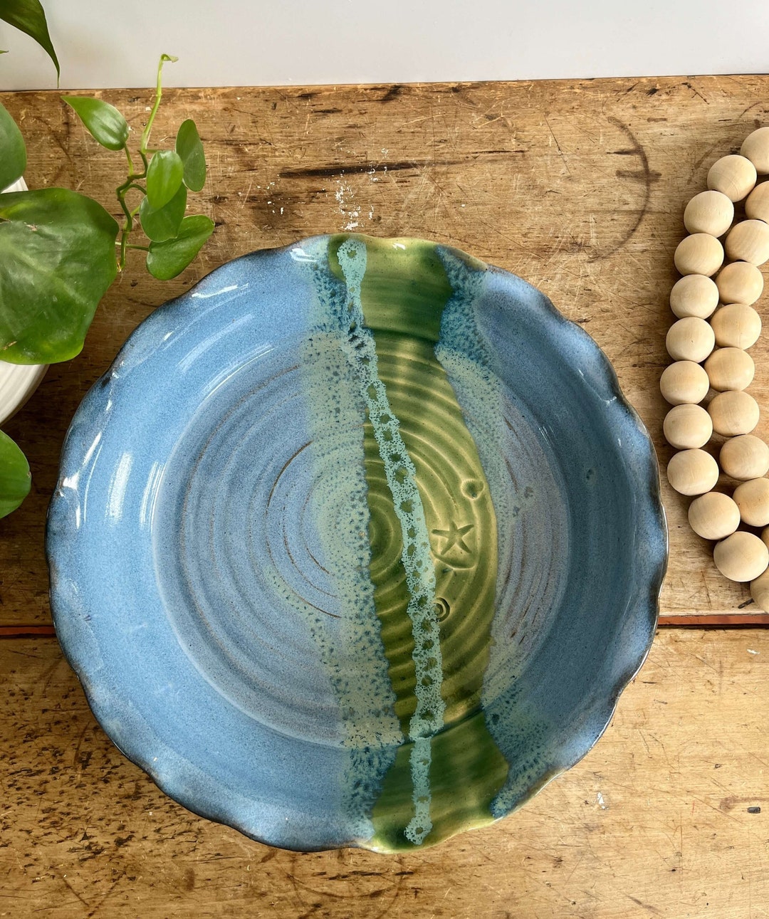 Handmade Pottery Pie Plate Blue Ceramic Pie Dish Handmade - Etsy
