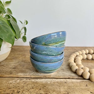 Blue Pottery Prep Bowl Set Handmade Blue Kids Bowl Small Bowl Ceramic Blue Accent Bowl Food Prep Kitchen Bowl Snack Stoneware Bowl for kid