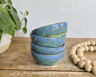 Blue Pottery Prep Bowl Set Handmade Blue Kids Bowl Small Bowl Ceramic Blue Accent Bowl Food Prep Kitchen Bowl Snack Stoneware Bowl for kid