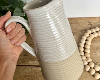 Pichet en poterie fait main, vase à fleurs, pichet divertissant d'été, cadeau de mariage, cadeau pour amateur de poterie, cadeau d'anniversaire pour maman, cadeau de fête des mères