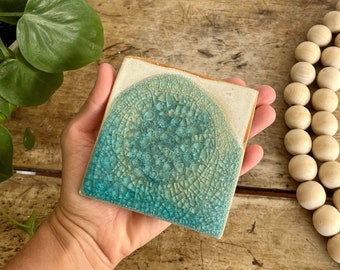 Glass Ceramic Coaster Handmade Ceramic Tile Handmade Pottery Tile Ceramic Glass Coaster Beachy Pottery Coaster Stoneware Colorful Tiles Set