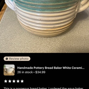 Handmade Pottery Bread Baker White Ceramic Bread Crock Pottery Handmade Monochromatic Ceramic Sourdough Crock Bread Bread Bowl with Recipe image 10