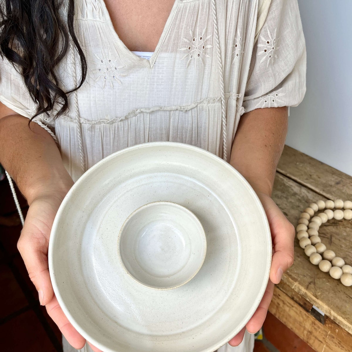 Handmade Pottery Chip and Dip Bowl Green Ceramic Chip and Dip Bowl Pottery Dip Serving Platter Green Handmade Ceramic Green Pottery Handmade - Etsy
