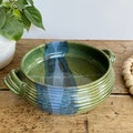 Green Pottery Baker Casserole Dish pottery handmade bakeware Green ceramic bakeware Green pottery baker beachy ceramic casserole shower gift