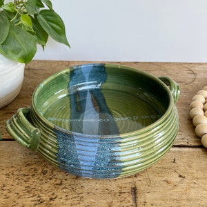 Green Pottery Baker Casserole Dish pottery handmade bakeware Green ceramic bakeware Green pottery baker beachy ceramic casserole shower gift Green