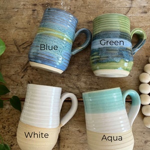 Blue handmade pottery mug handmade blue ceramics 14 oz blue coffee mug everyday gift mug blue handmade stoneware mug coastal blue pottery White