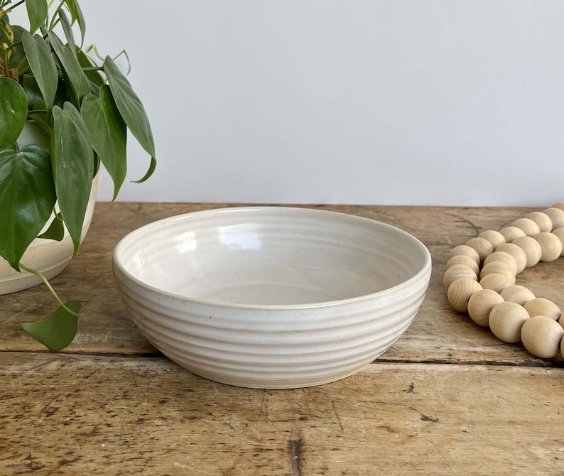 Pasta Bowl Handcrafted Pottery Bowl Handmade Ceramic Bowl Medium Size Bowl White Bowl Set Pottery Lover Bowl Pasta Lover Bowl Stoneware Bowl